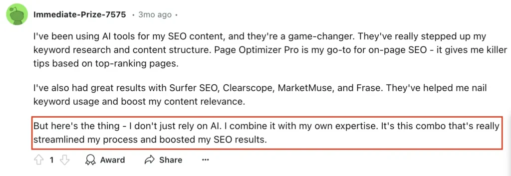 AI for SEO on Reddit