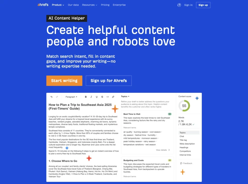 Ahrefs AI Content Helper