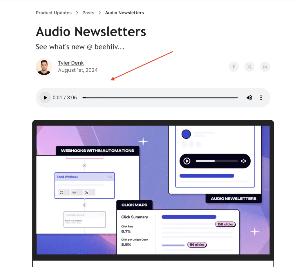 beehiiv audio feature