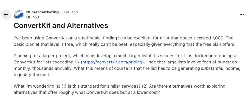 Convertkit alternatives on reddit