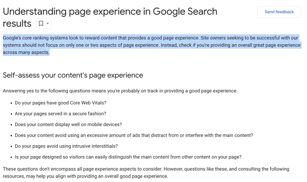 Google and user experience as a ranking factor
