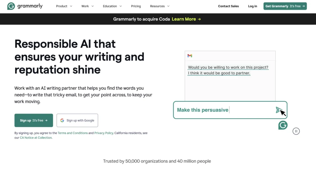 Grammarly AI marketing tool