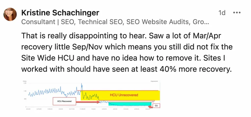 Kristina Schachinger feedback on google core update