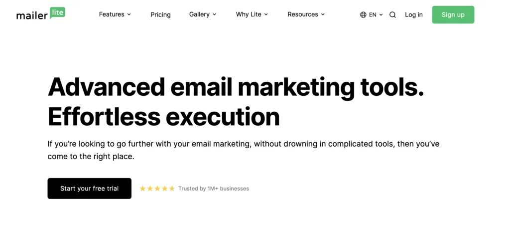 MailerLite email software December 2025