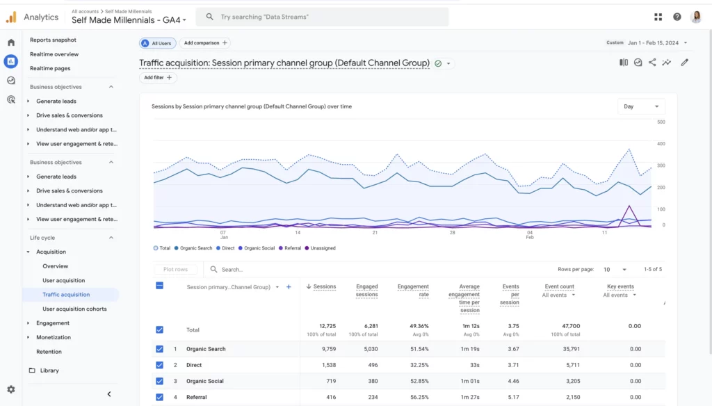 My website performance in January 2025