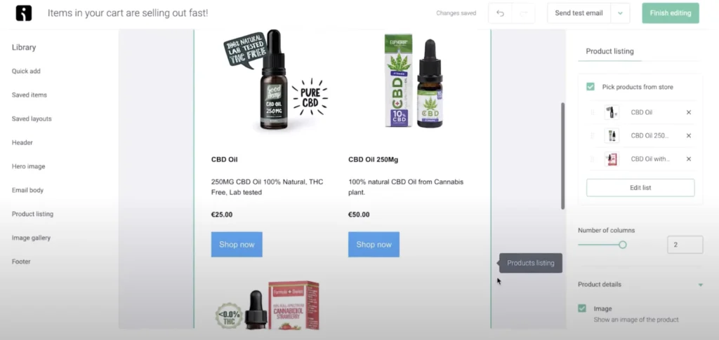 Omnisend email builder