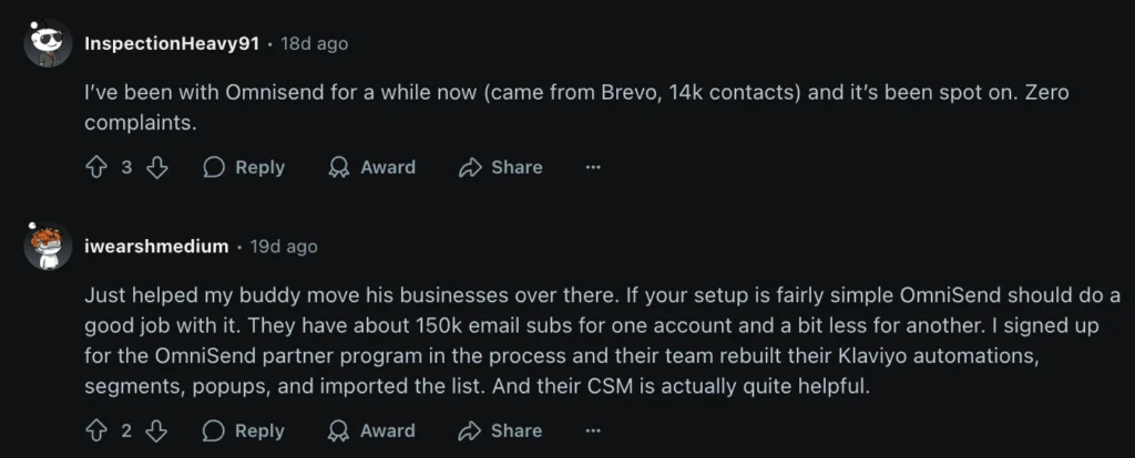 Omnisend review on reddit