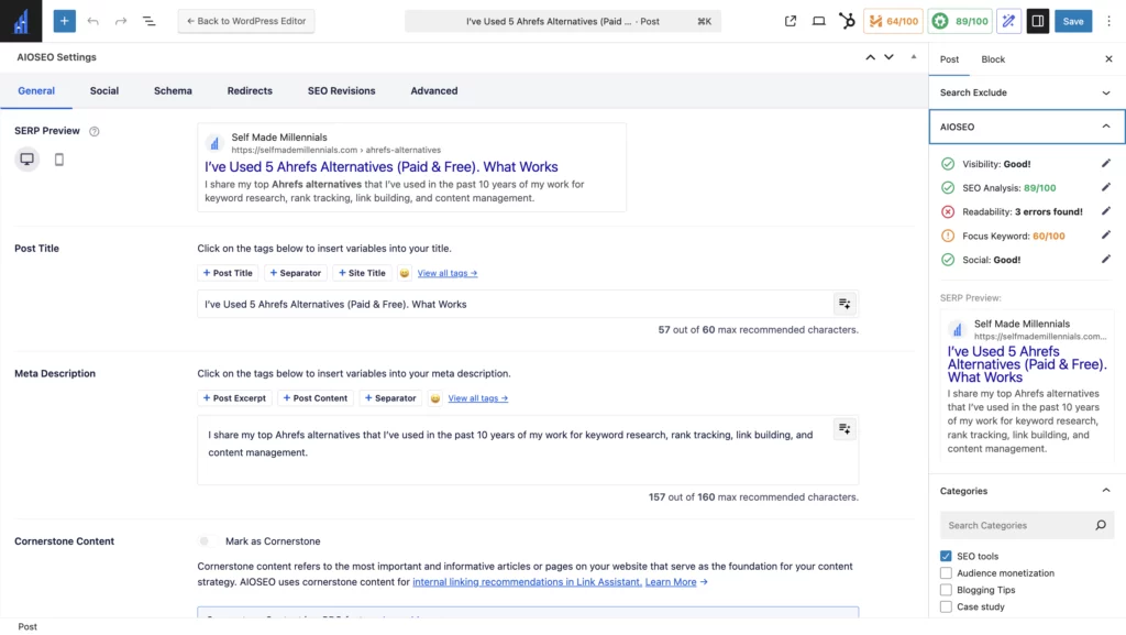 Optimizing content in WordPress