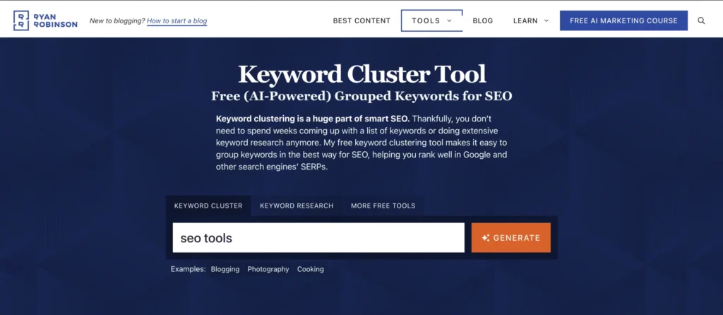 RyRob keyword cluster tool
