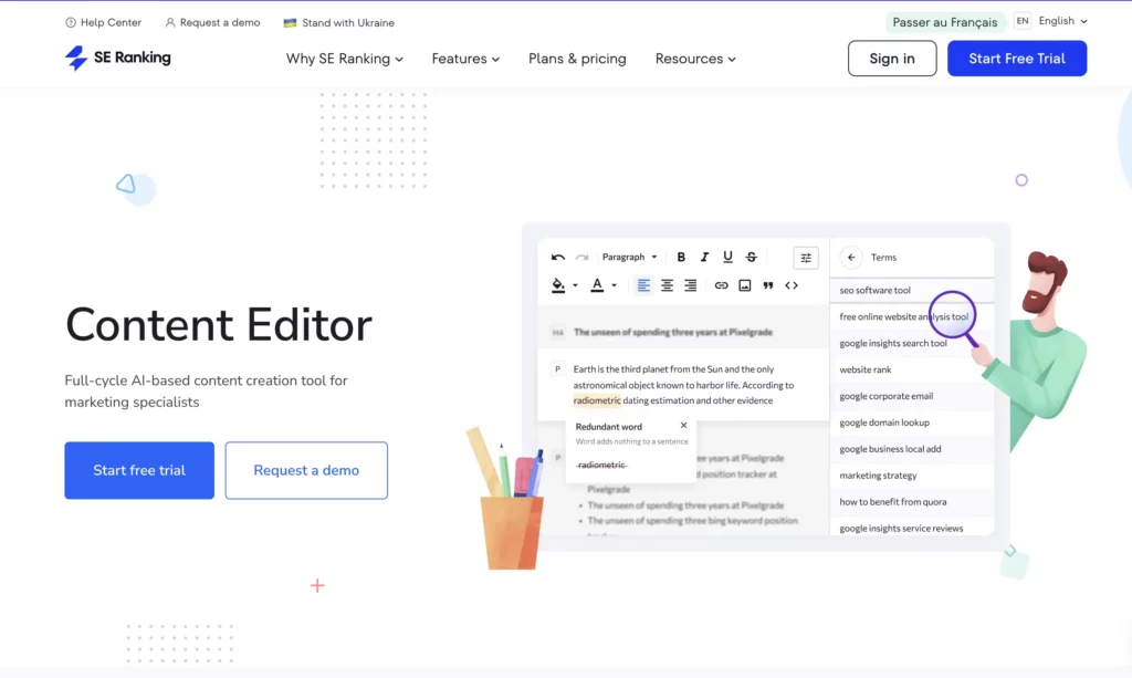 SE Ranking content editor