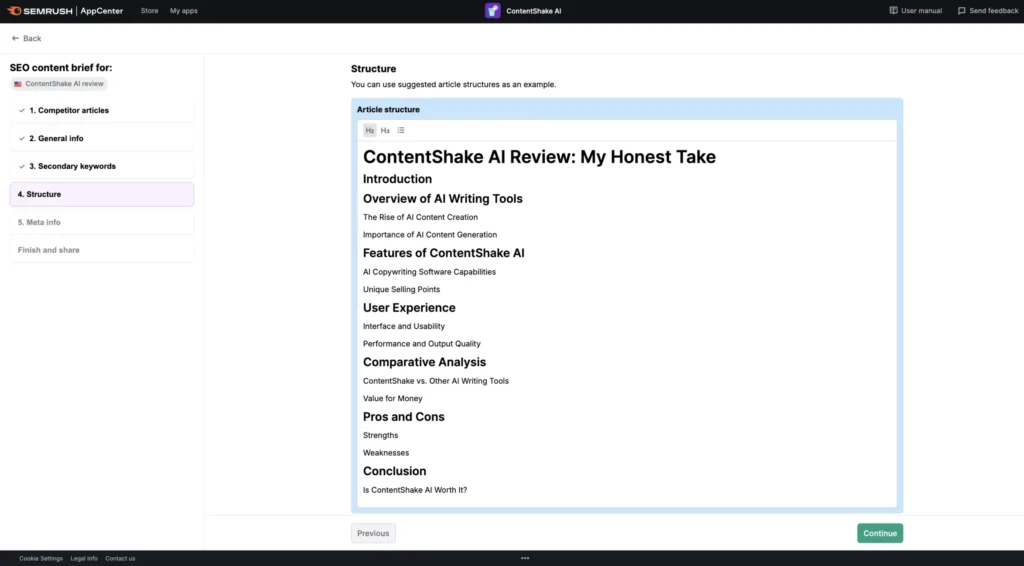 SEO content structure by ContentShake AI