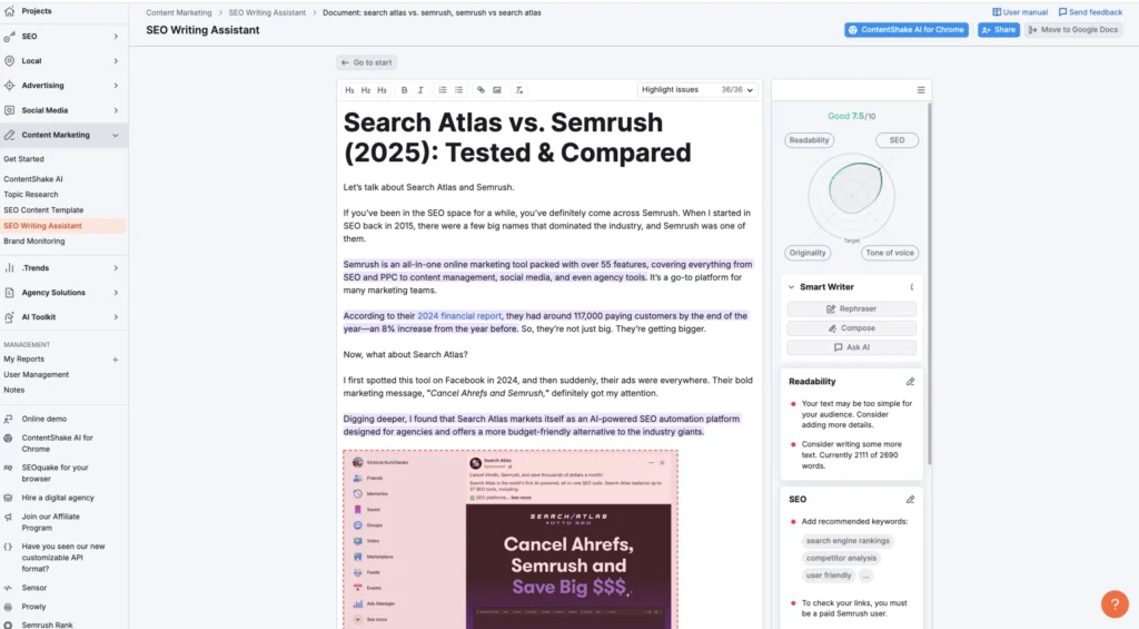 Semrush SEO Writing Assistant 2025