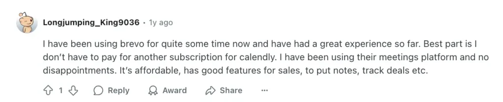 User feedback about Brevo on Reddit