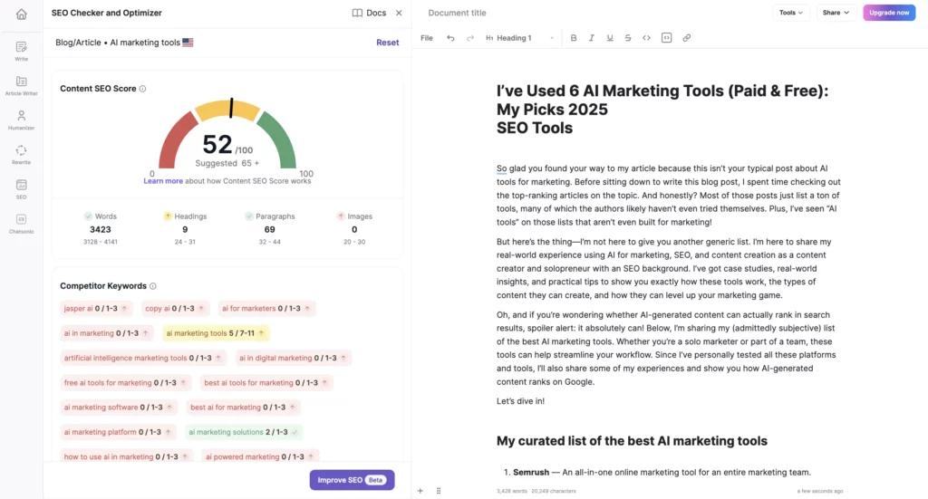Writesonic SEO Checker anc Optimizer