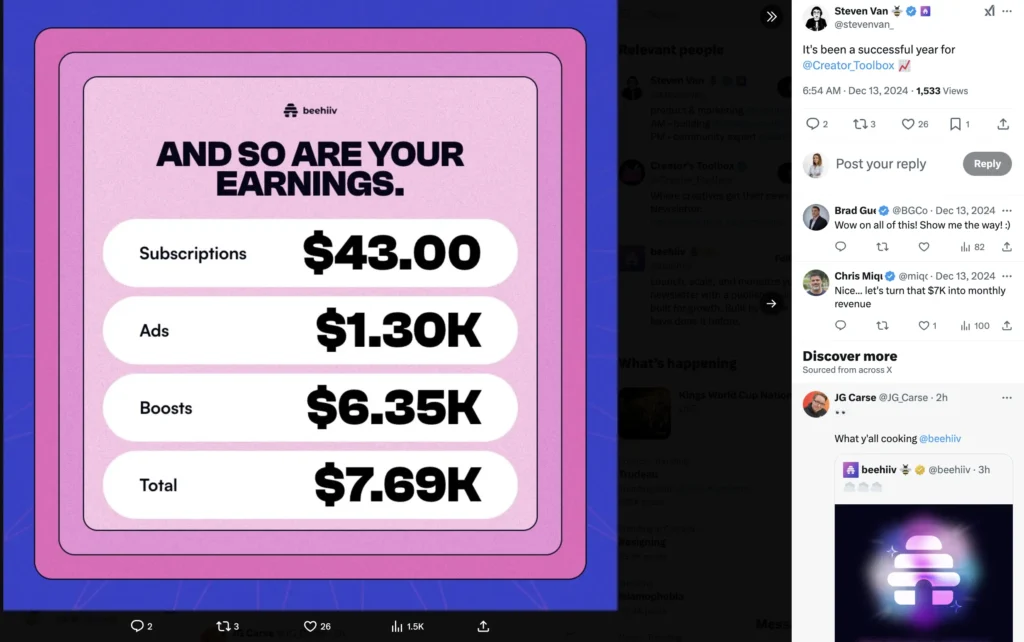 beehiiv monetization example