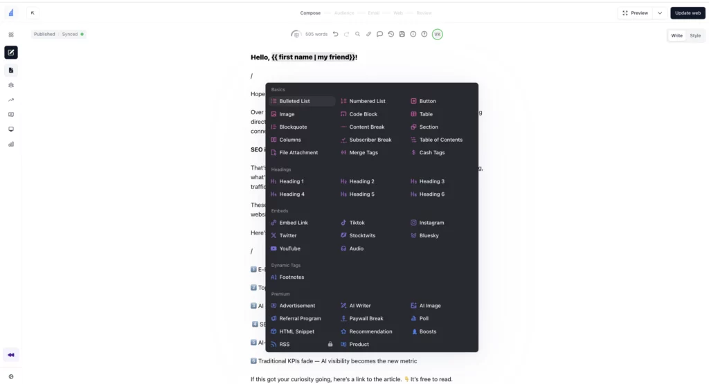 beehiiv newsletter editor December 2025