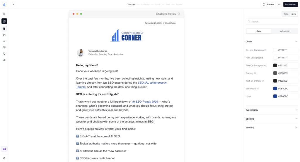beehiiv newsletter preview