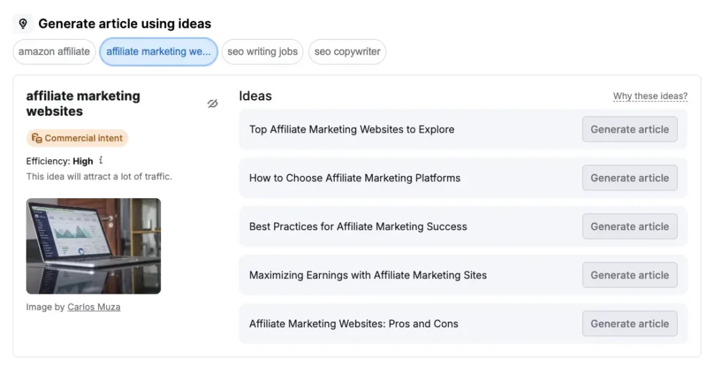 content writing ideas from Content Shake AI