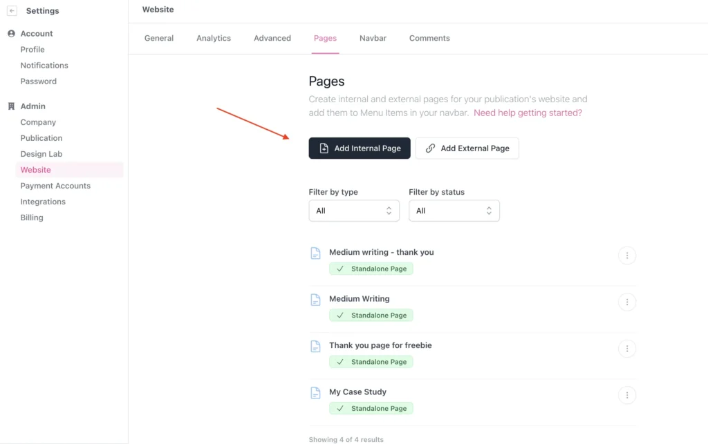 how to add pages in beehiiv