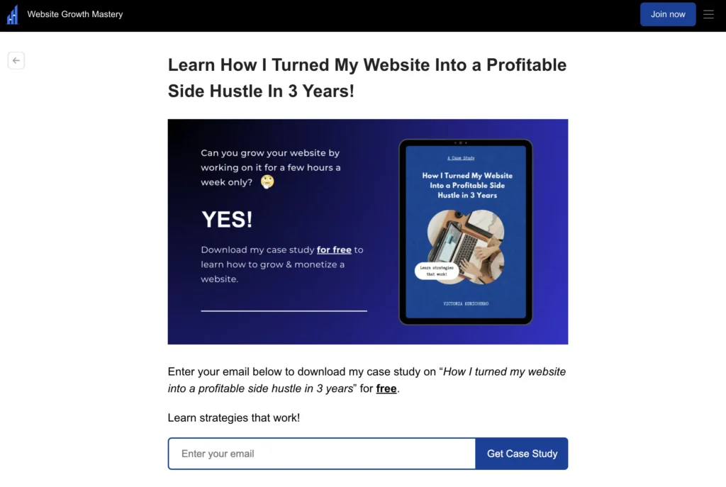 lead magnet page on Beehiiv