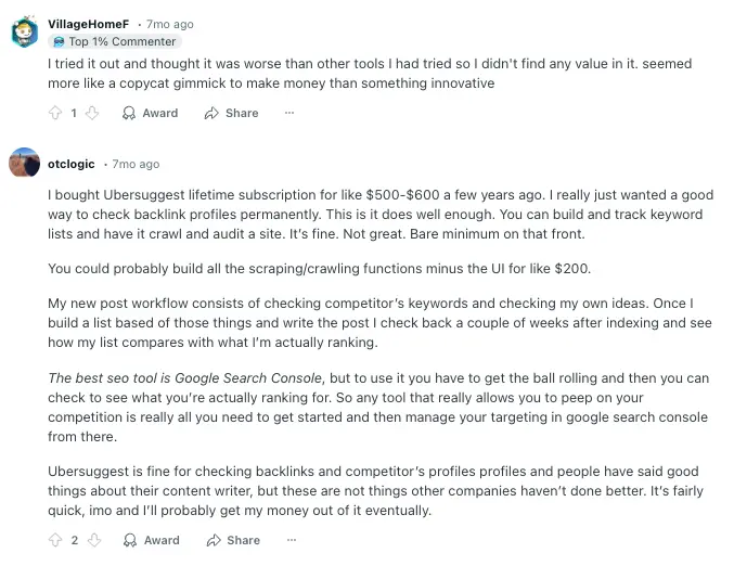 ubersuggest review on reddit
