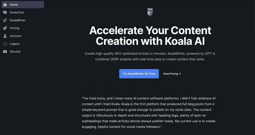 what is koala writer AI