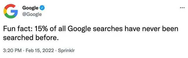 15% of all google searches are new