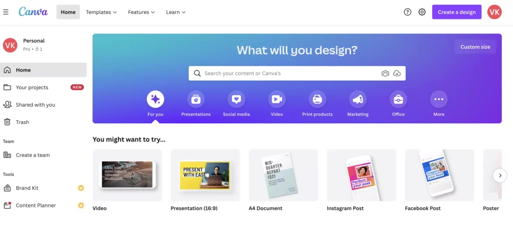 Canva content writing tool for SEO
