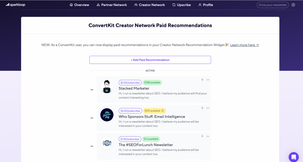 Convertkit Sparkloop Integration