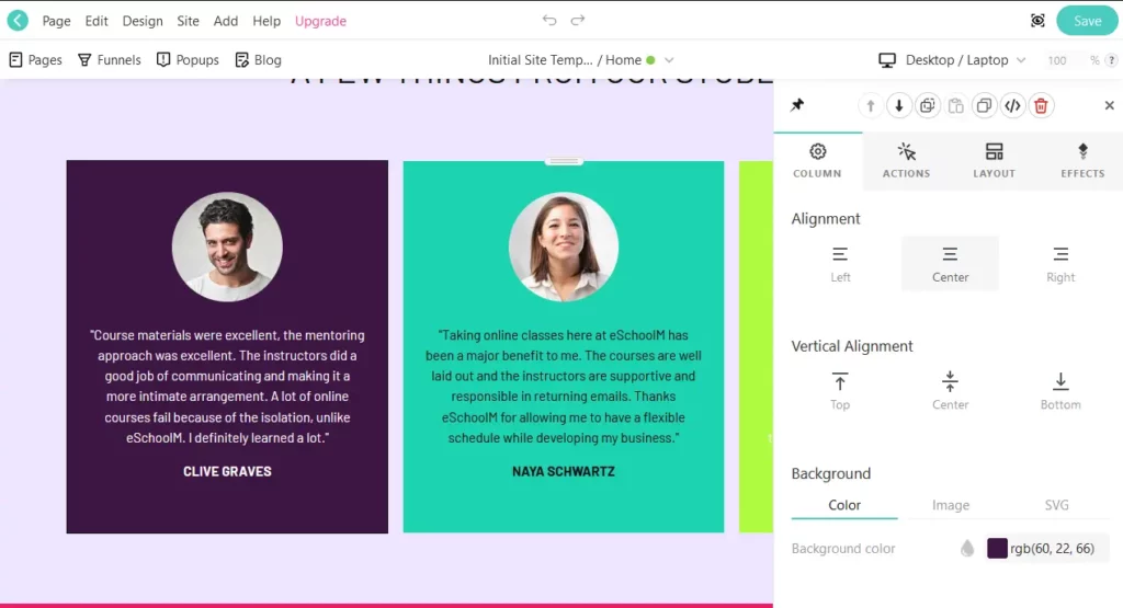 Course builder on LearnWorlds