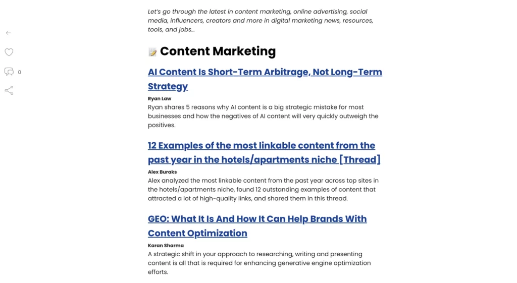 Digital Marketing FOMO newsletter