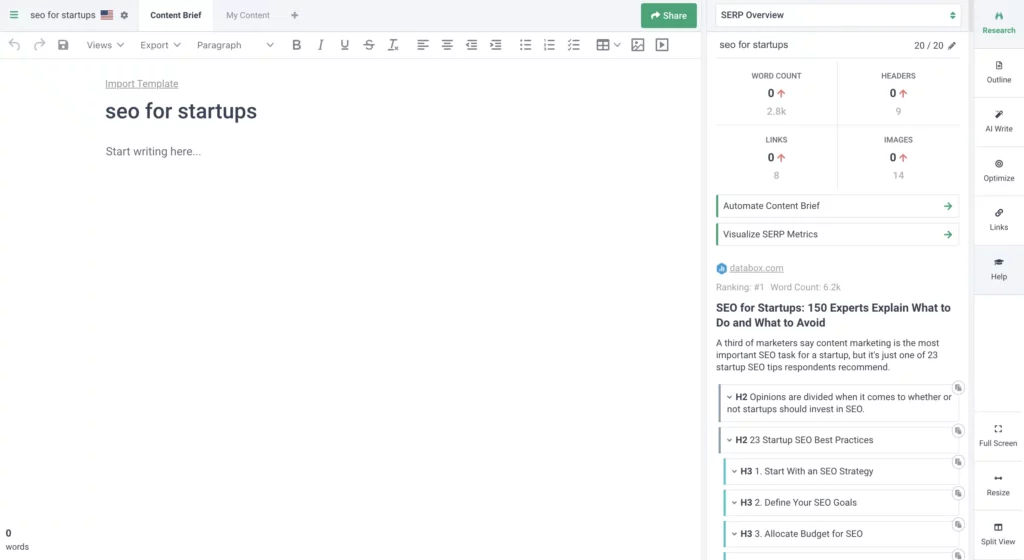 Frase.io dashboard review