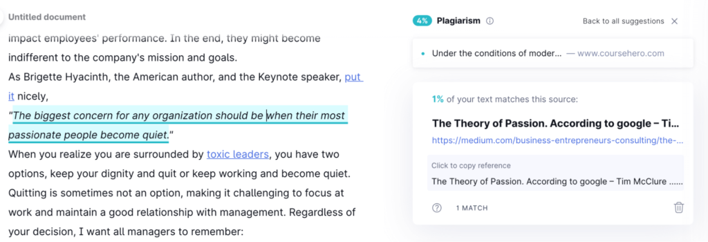 Grammarly plagiarism checker writing tool
