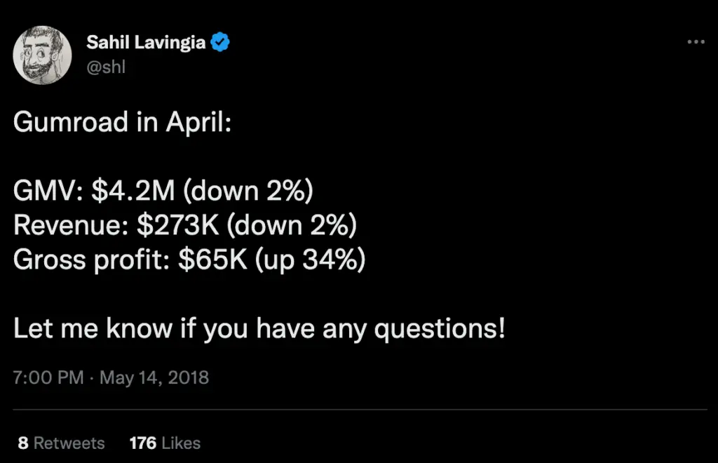 Gumroad Sahil Lavingia tweet