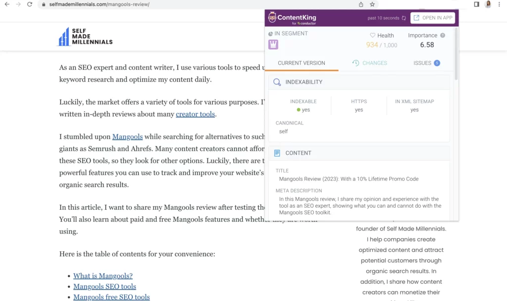 How ContentKing extension works