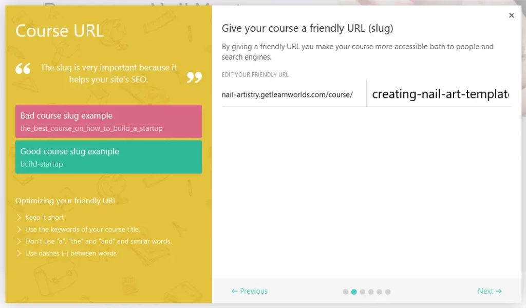 How to create a course URL