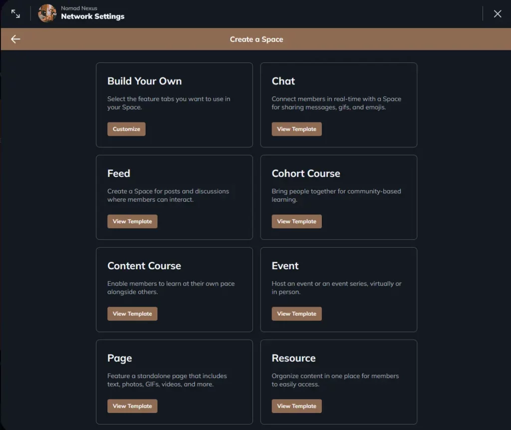 Mighty Networks spaces