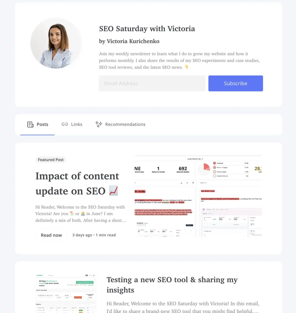 My creator profile on Convertkit