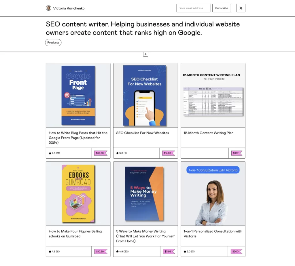 Victoria Kurichenko Gumroad account