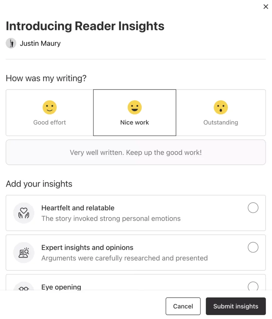 Vocal introduced Reader Insights