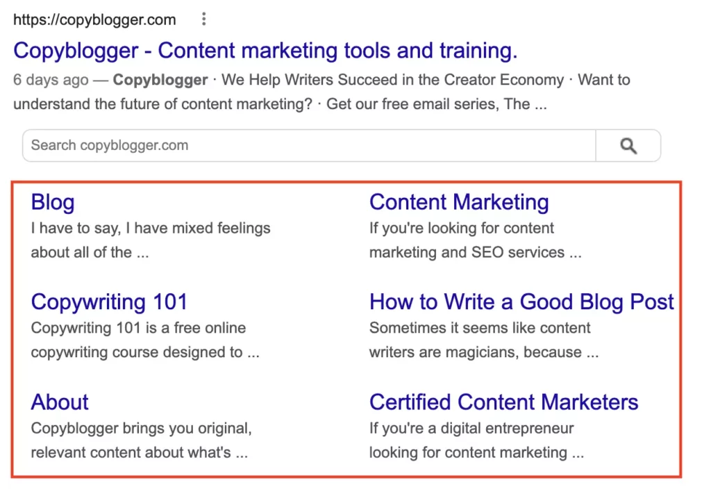 why blog structure matters sitelinks