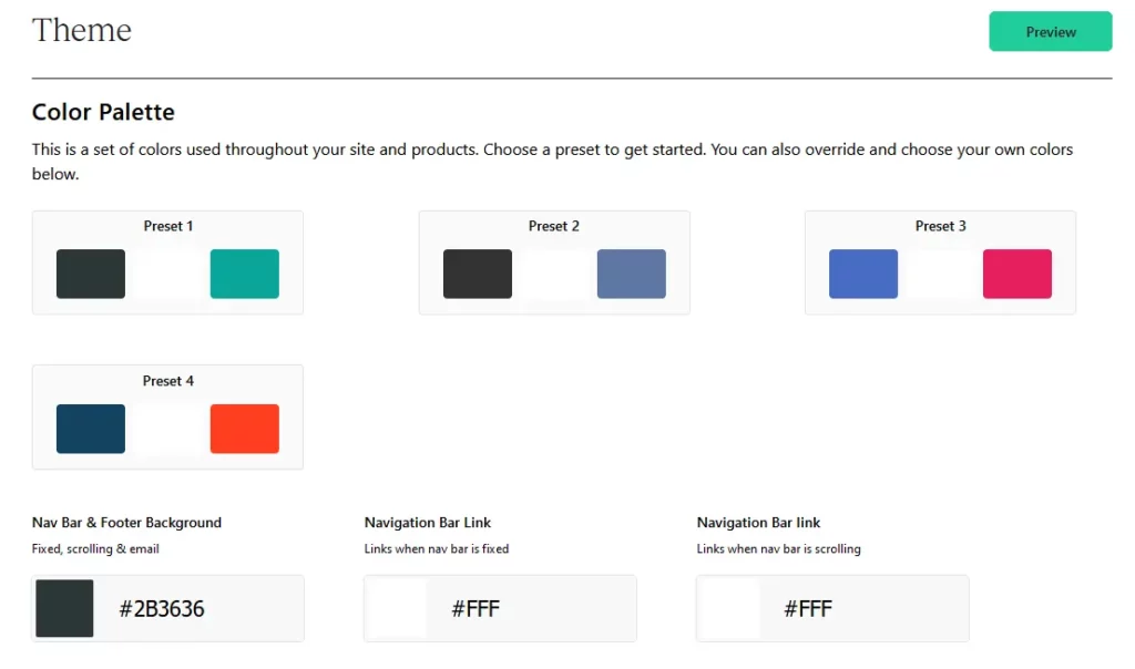 Color palette on Teachable