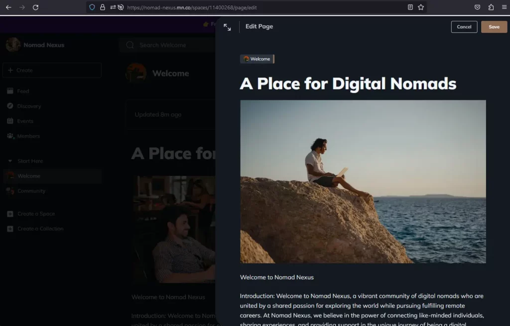 Creating content on Mighty Networks