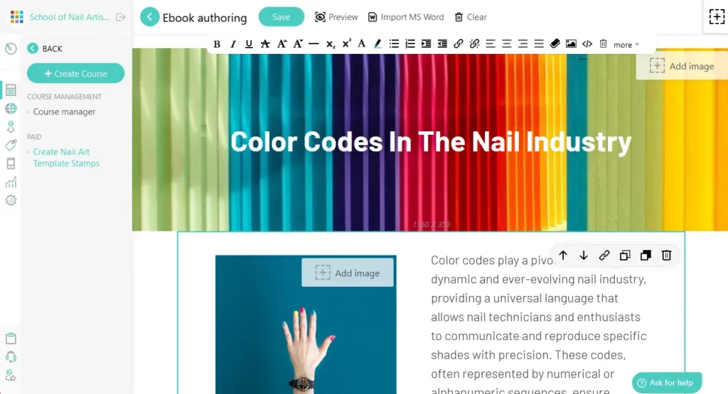 eBook promo page on LearnWorlds