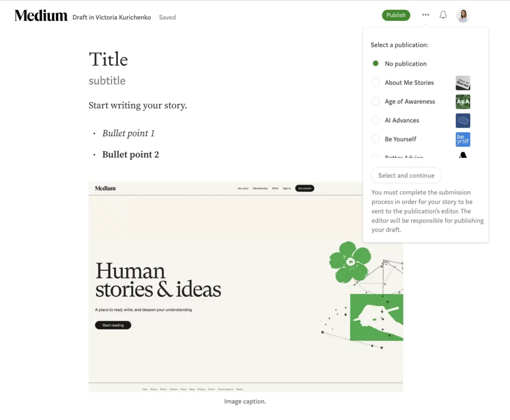 editing a Medium story