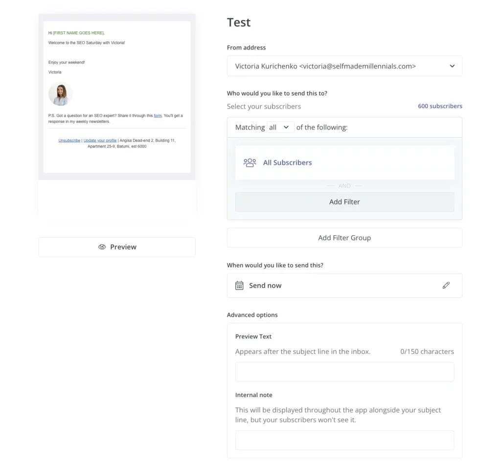 How to preview Convertkit broadcast