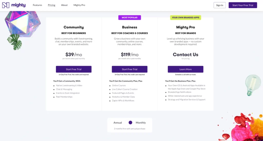 Mighty Networks pricing