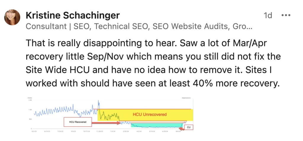 Negative impact of the August 2024 core update